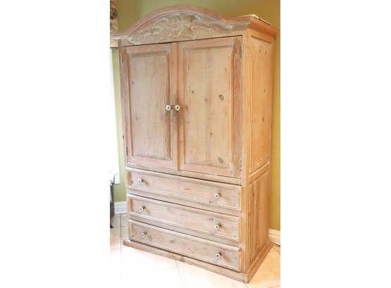 Great Storage With This Rustic Finished Pine Wood Cabinet, The Contents Are Not Included