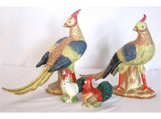 Collection Includes 2 Crackle Finish Chelsea Birds By Mark Roberts & Rooster Salt & Pepper Set