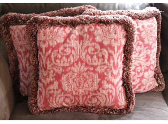 Collection Of 3 Pretty Decorative Accents Pillows With Fringes