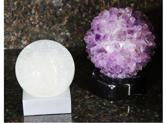 Cool Crystal Snow Globe With Crystal Inside A Pretty Purple Amethyst Stone Sculpture