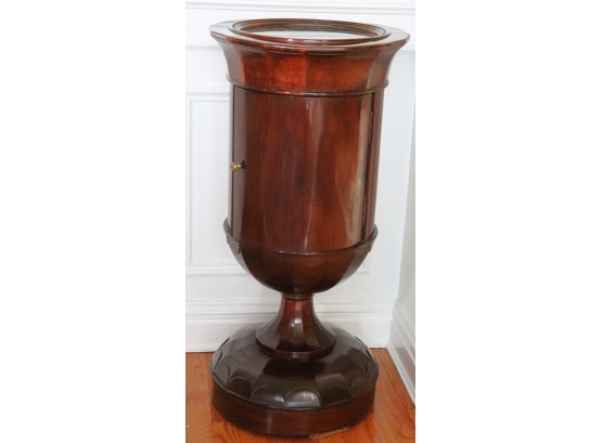 Solid Wood Urn Shaped Pedestal Cabinet With A Stone Top