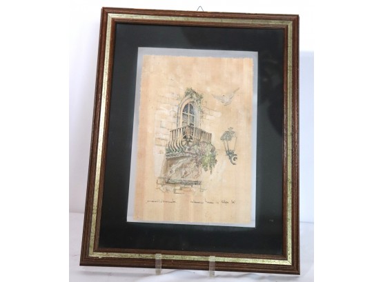 Centro Del Papiro Framed Print On Papyrus In A Glass Frame