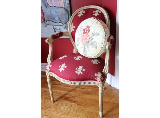 French Country Style Accent Chair With A Crackle Finish