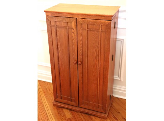 Mission Style Oak Media Cabinet With Quality Tongue & Groove Woodwork (Contents Are Not Included)