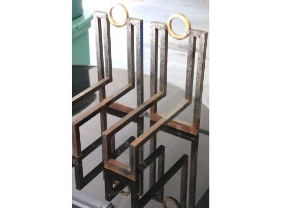 Vintage Heavy Metal Contemporary Art Deco Andirons Unique Set That Really Adds Some Style To Your Decor