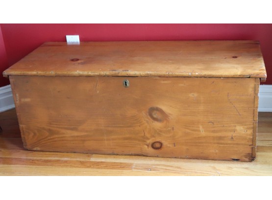 Antique Rustic Wood Trunk Amazing Tongue & Groove Woodwork Throughout Lined With Vintage Papers