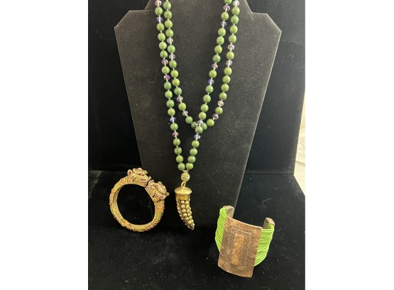 Three-piece Set: Necklace And Two Bracelet Set With Signed Heidi Daus