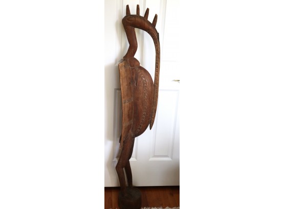 Large Carved Wood Tribal Folk Art Sculpture Approximately 5 Feet Tall