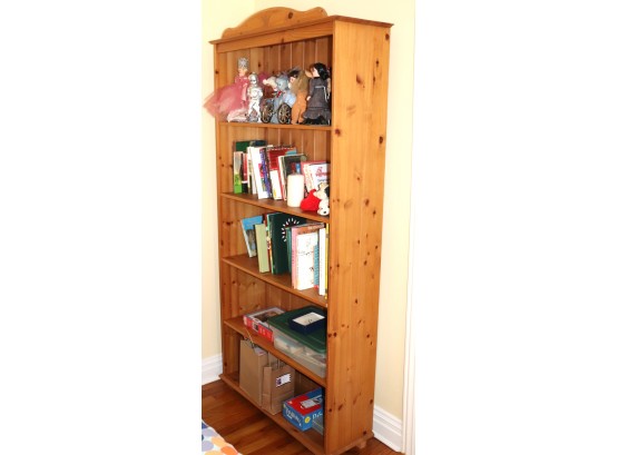 Pine Wood Bookcase Contents Are Not Included- In Good Condition