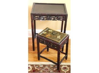Pretty Carved Wood Nesting Tables With Grape Cluster Detailing Along The Apron