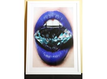 Funky Fashionable Photo Print , Blue Lipstick