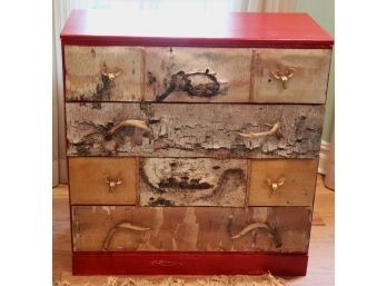 Unique Rustic Dresser Made With Bark, Antler & Moose Head Drawer Pull, Great For Your Cabin Or Cottage (2