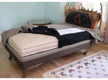 Unique Rustic Moose Reclaimed Antler Head Twin Size Bed, Pillow Is Ralph Lauren - Great For Your Get Away