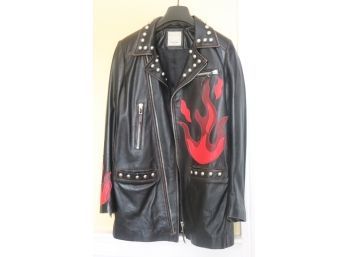 Jazmin Chebar Leather Jacket, Small 42/2 Sheep Leather With Acetate Lining Model Fire Jacket Studded Accents