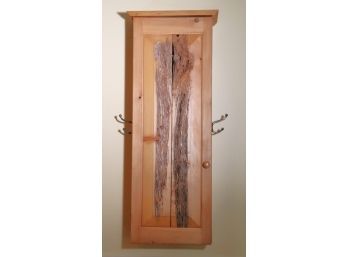 Unique Rustic Wood Handcrafted Cabinet, Distressed On The Front Natural Wormhole Effect
