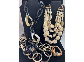 Assortment Of Three Fun Necklaces And Two Bracelets.