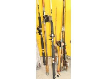 Collection Of Vintage Fishing Poles And Reels Assorted Items As Pictured, Oxford, Schultz & More