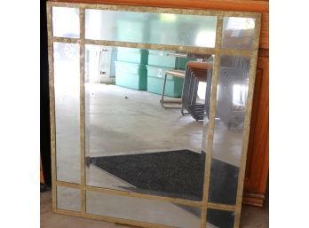 Large 9 Panel Glass Mirror With An Antiqued Finish On Glass