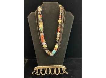 Fun Beaded Necklace With Embellishments And Multi Strands