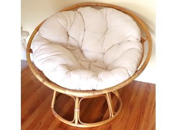Bamboo Style Lounge Chair With Cushion / There Is Some Damage To The Wood Under Cushion
