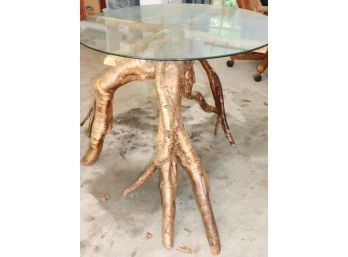Unique Handmade Table Base White Birch Tree Root Includes A Glass Top