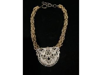 Quality Robin Steele Blingy Rhinestone And Goldtone 16' Necklace