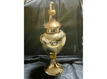 Sleek And Modern Brass Metal Vase With Swarovski Crystal Detail