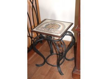 Small Wrought Iron Table Base With Removable Mosaic Top