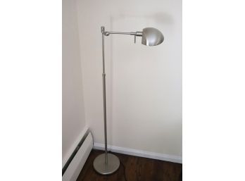 Modernist Style Silver Toned Adjustable Swing Arm Floor Lamp