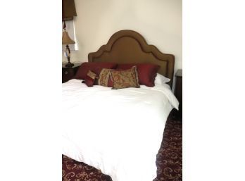 Elegant King Size Upholstered Headboard With Threshold Co. Coverlet & King Bedding Set