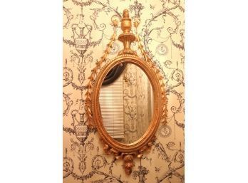 Regency Style Oval Wall Mirror With Gold Painted Frame