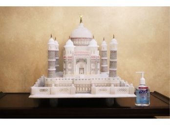 Large & Impressive Marble Replica Of The Taj Mahal With Painted Highlights