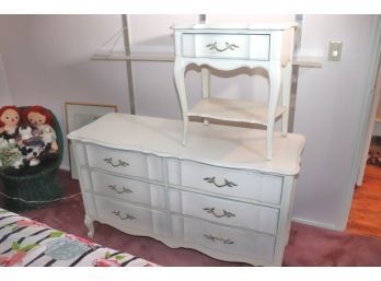 Thomasville French Provincial Style Dresser & Nightstand In White Painted Finish
