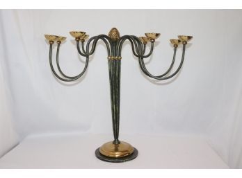 Art Deco Style Candelabra Centerpiece With Brass Accents