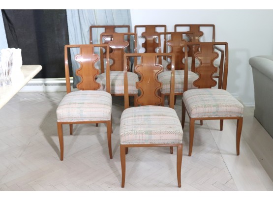 Collection Of 8 Wood Dining Chairs With Upholstered Cushions
