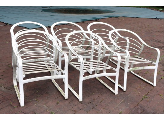 Set Of Set Of 6 Cool Retro Aluminum Patio Chairs, Unique Design
