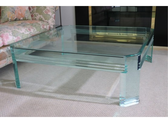 Fabulous Vintage Seafoam Green Lucite & Glass Coffee/Cocktail Table, Great Piece