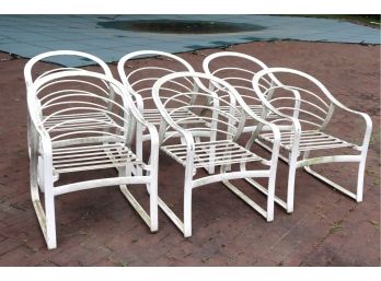 Set Of Set Of 6 Cool Retro Aluminum Patio Chairs, Unique Design