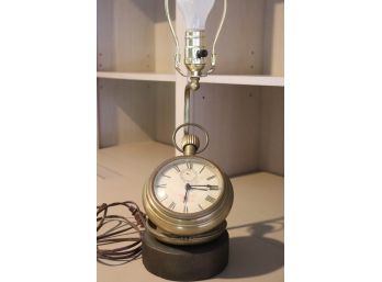 Vintage Thomas & Ross Clock Lamp , Oclock Converted To Battery As Pictured