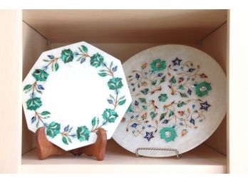 Beautiful Inlaid Marble Plate & Platter With Amazing Detail & Colors