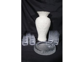 Large Beautiful Lenox Vase Includes Heavy Ashtray, Rocks Glasses &  Water Glasses