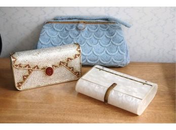 Judith Lieberman Handbag, Wilardy Clutch & Blue Beaded Handbag By Atlanco Paris