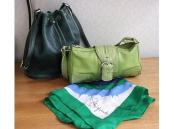 Green Charter Club & Crossover Handbag Includes A Schiaparelli Silk Scarf
