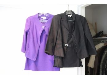 Women's Clothing Includes Black Teri Jon Size 10 & Purple St. John Size 6