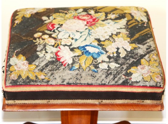 Very Pretty Vintage Floral Needlepoint Piano Stool Made From Quality Wood