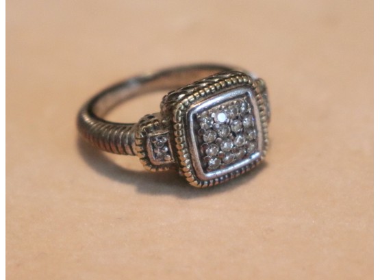 18K YG/.925 Judith Ripka Diamond Ring - Size 6