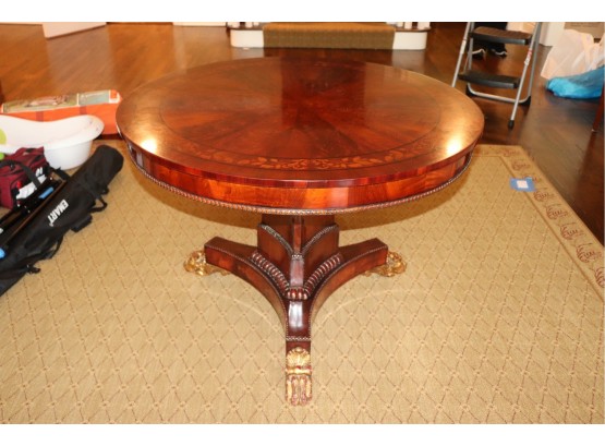 Fabulous Entryway Table With Beautiful Inlaid Detail On The Surface, Painted Paw Feet