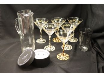 Set Of 6 Fun Animal Print Martini Glasses Signed By The Artist Vikki 99 AF, The New Yorker Coasters!