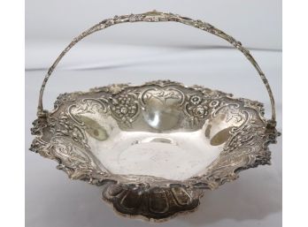Sterling Silver Fancy Basket With Handle In A Floral Design Circa 1891