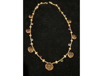 18K YG Gorgeous Marco Bicego 16' Multicolor Gemstone Necklace W/ Gold Nugget Spacers - Paradise Collection
